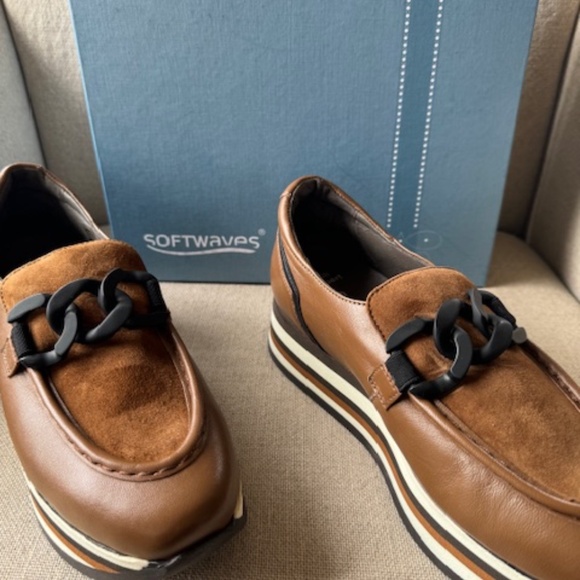 Brown Leather Wedge Loafers - Picture 4 of 7